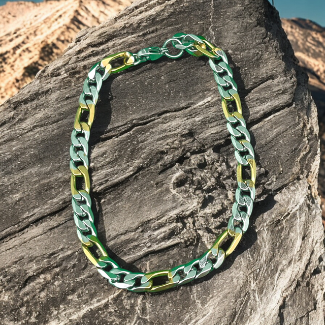 Bracelet maille figaro bicolore 