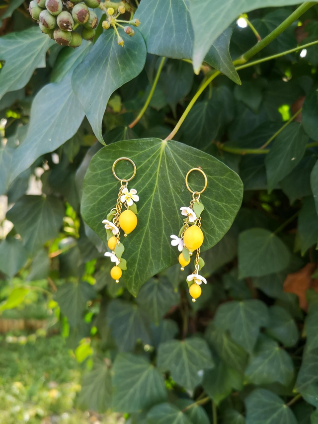 Précommande - Collection Florale Les p'tits fruits  - Boucles d'oreilles Les p'tits citrons