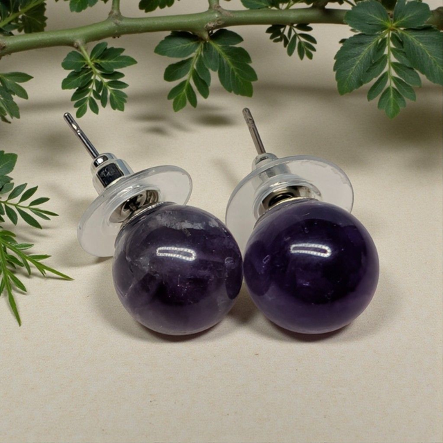 Boucles d'oreilles Perle en Améthyste