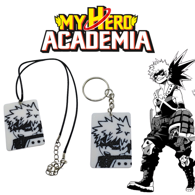 🔥 Katsuki Bakugo Keychain Necklace | My Hero Academia Anime Accessories Gift 🎁