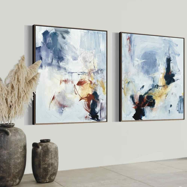 Ascension périlleuse,200x120x3cm, Diptyque de l’artiste Eva Chesneau, sur toile, bords peints, prêt à être accroché, sans cadre