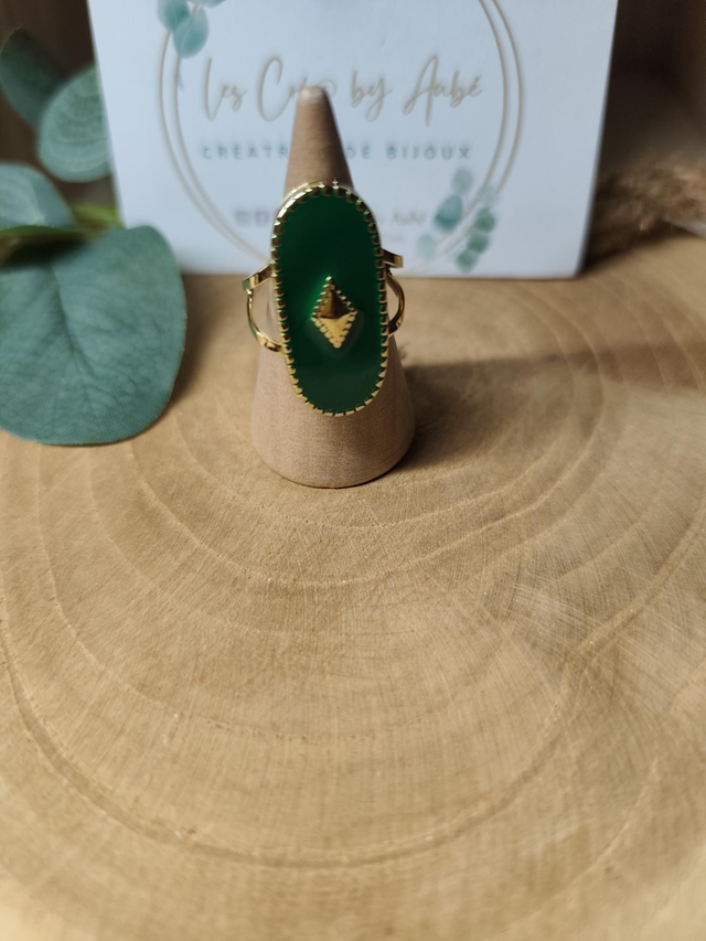 BAGUE ACIER INOXY GOLD/ VERT / AJUSTABLE 0000221