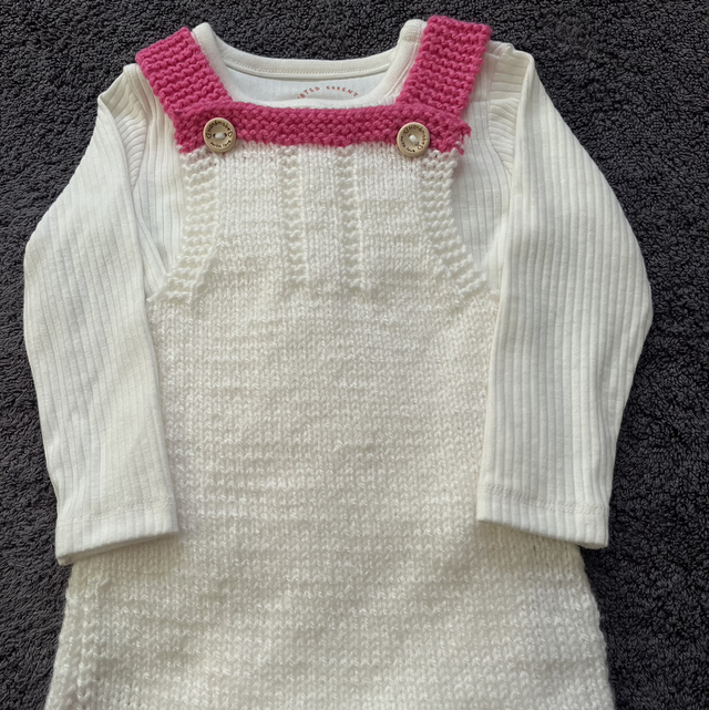 White and pink dress 3-6months