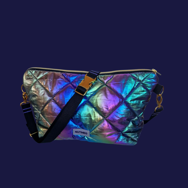 Large Crossbody Hip Bag Metallic