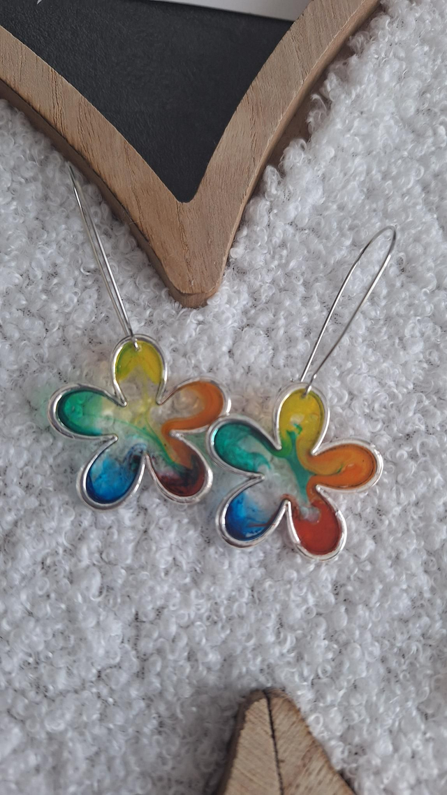 Boucles oreilles fleurs multicolor 