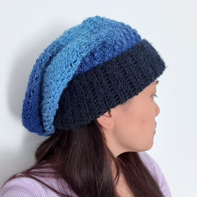 Midnight Blues Ombre Slouchy Hat | Intertwine