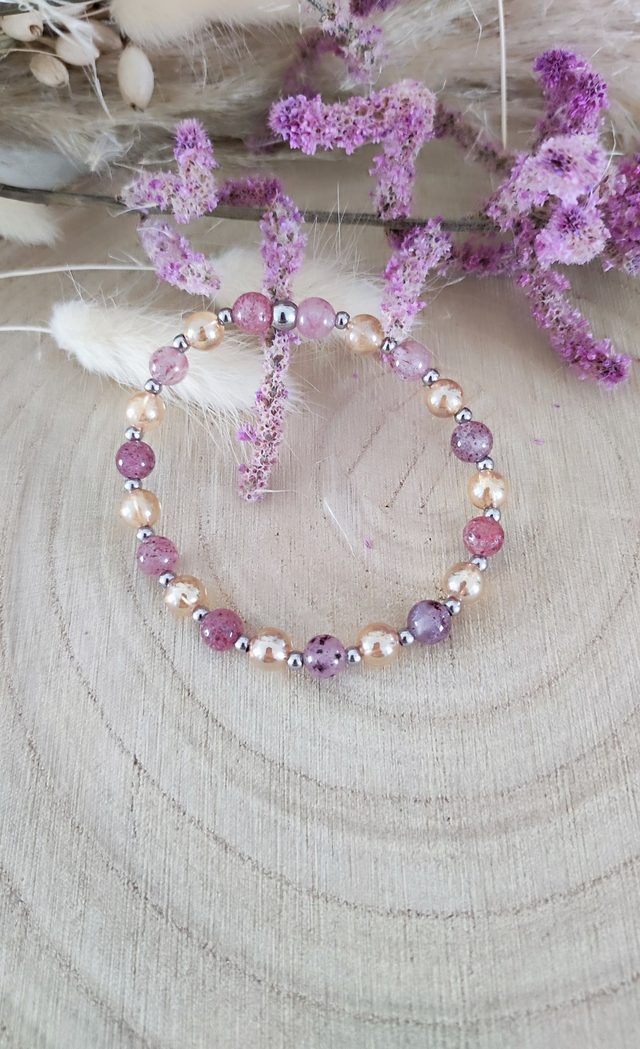Bracelet "Épanouissement et Joie" Quartz fraise