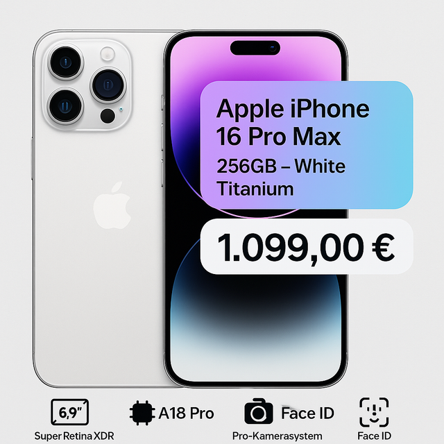 iPhone 16 Pro Max 256GB – White Titanium