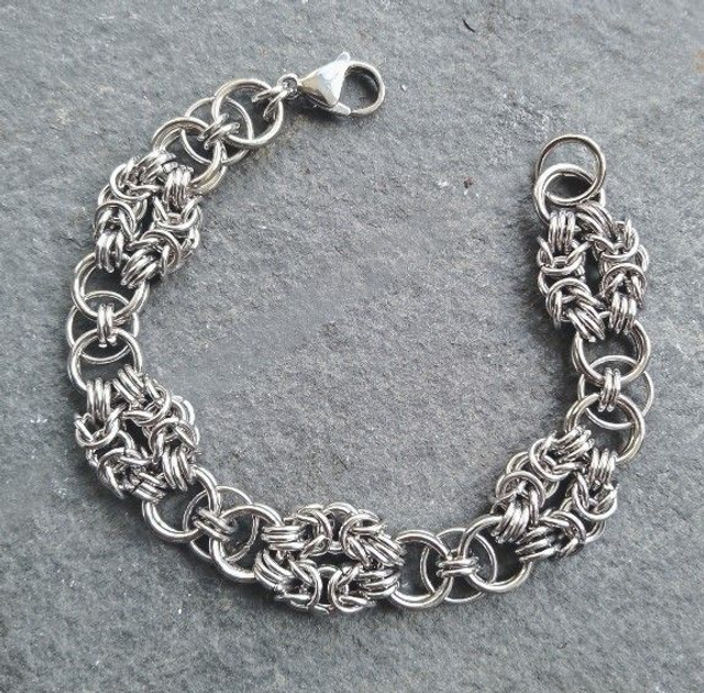 Byzantine & Helm Weave Chainmaille Bracelet | Dual-Strand Woven