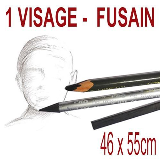 1 visage fusain- 46x55cm - 135€