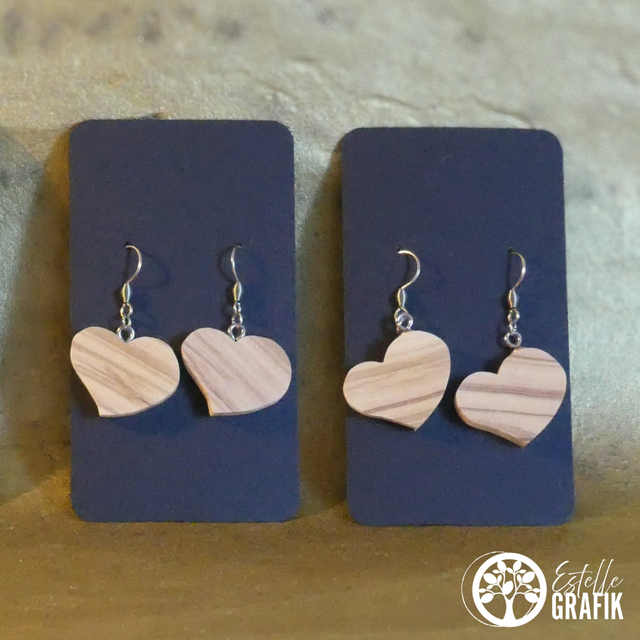 Boucles d&#039;oreilles en bois d&#039;Olivier
