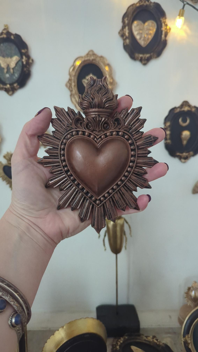 Décoration murale - cœur ex-voto - bronze