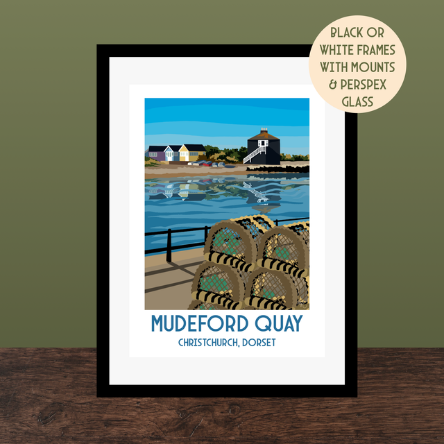 Mudeford Quay, Travel Poster Print - Vintage Style Dorset Wall Art
