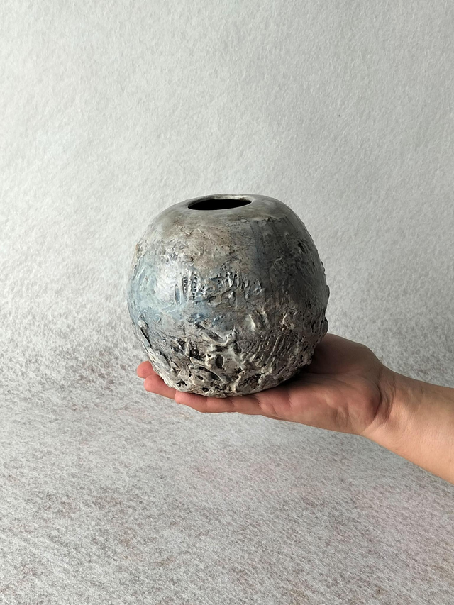 Vase boule Spuma - gris-bleu