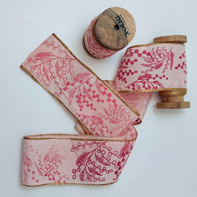 Baumwollband Rot mit Goldrand / 2m