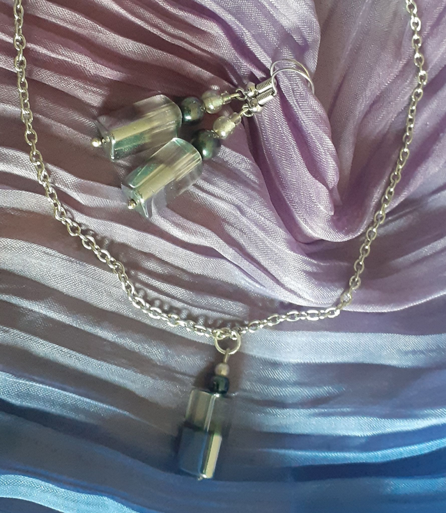 Parure Wale  Collier &amp; Boucles d'oreilles  Couleur argentée