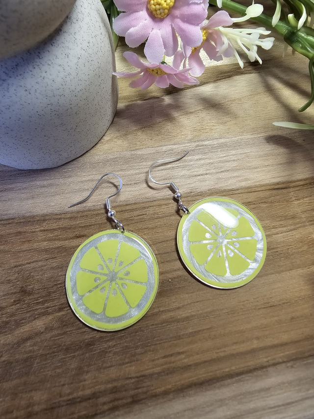 Boucles d&#039;oreilles 30mm Argent &quot;Délices Fruités&quot; CITRON
