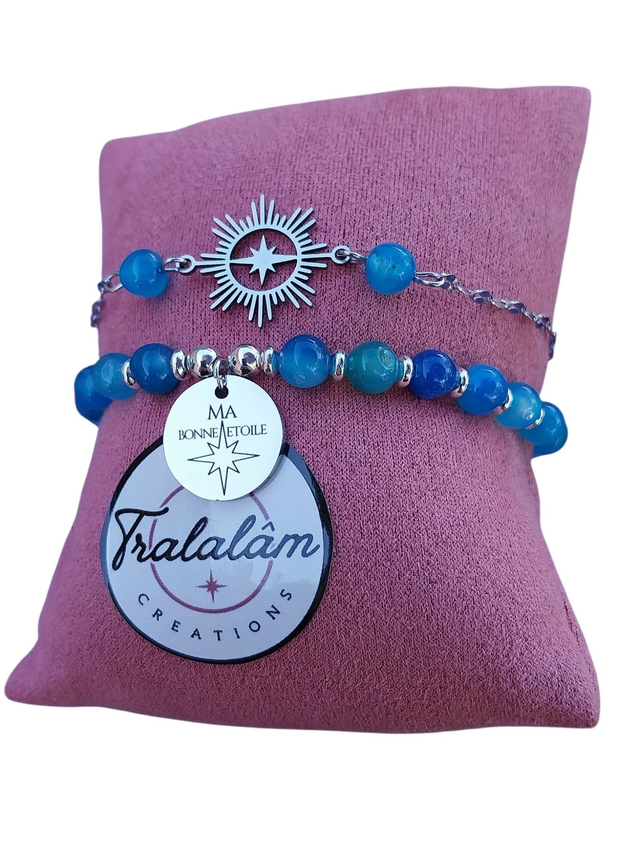 ✨Ensemble bracelets pierres bleues apatite MA BONNE ETOILE ✨(69BRA)