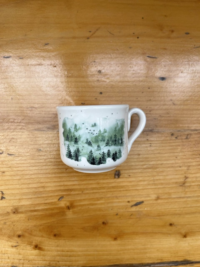 Espresso Tasse mit Henkel - Wald quer