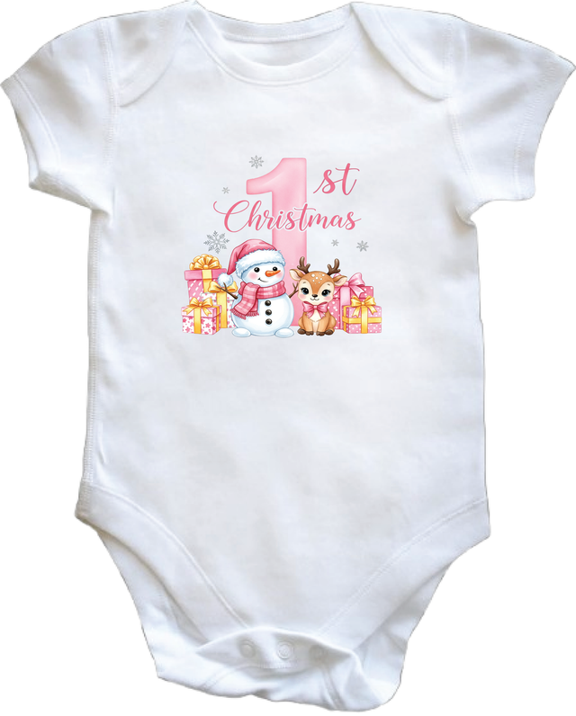 1ST CHRISTMAS - VEST 0–3 Month Baby Vest – White | Adroit Baby