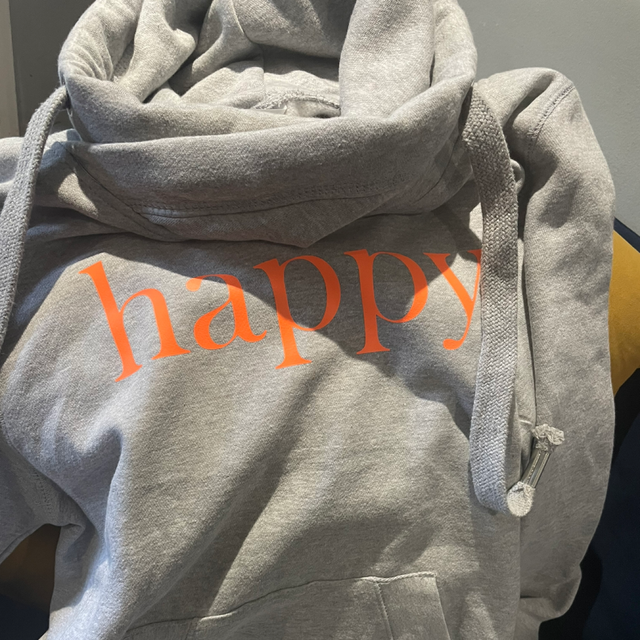 Neon Orange Happy Cross Neck Hoodie | Tambas Prints 