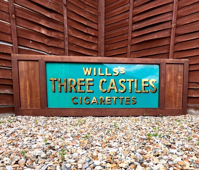 Original 19th Century Will’s Three Castles Cigarettes Tobacconists Shop Interior Advertising Panel