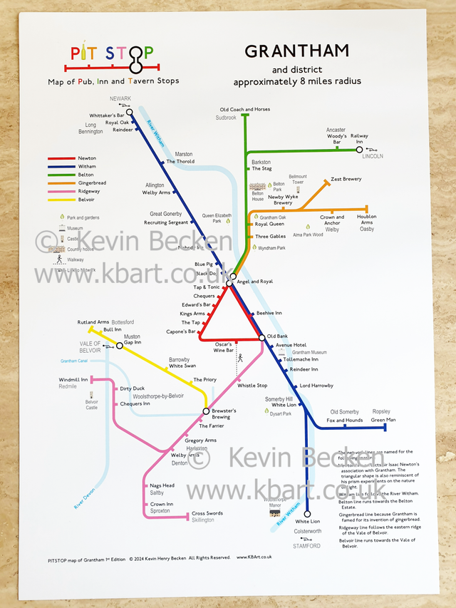 Grantham PITSTOP map Pubs, Inns and Taverns