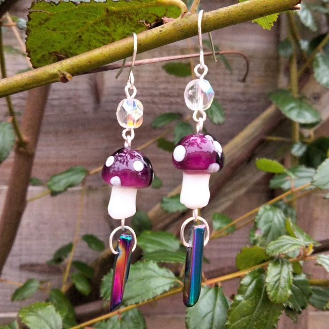 Purple Mushroom Earrings 