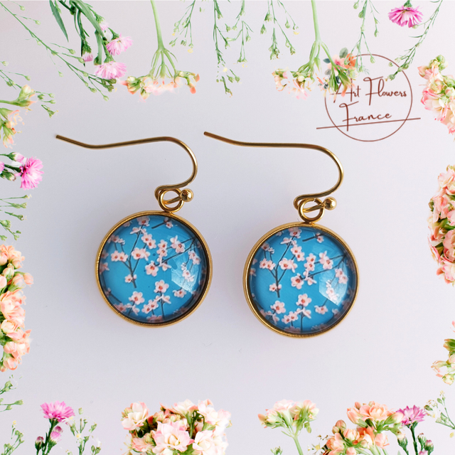 Bijoux illustrés Fleurs bleues