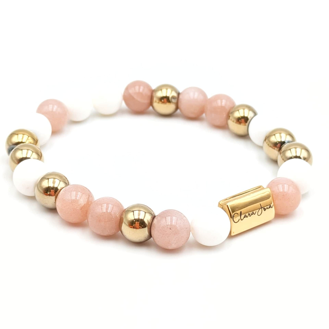 Bracelet Clara Joia Pierre de Soleil Coquillage Acier Doré