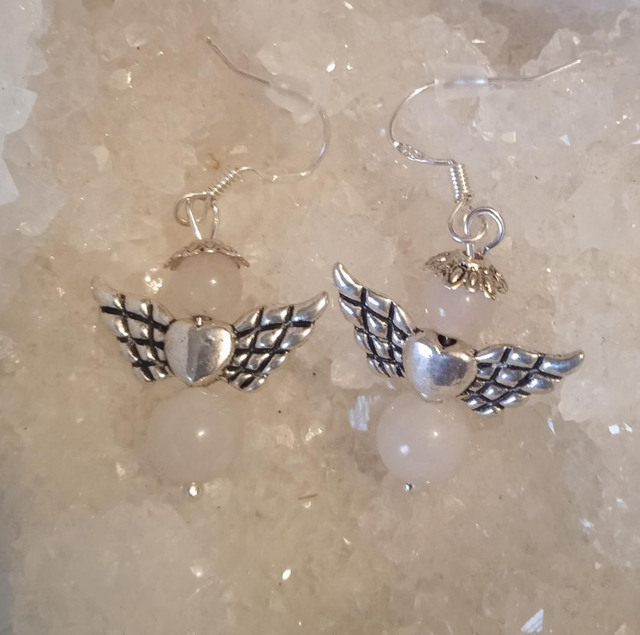 quartz rose (boucles d'oreilles "anges") 