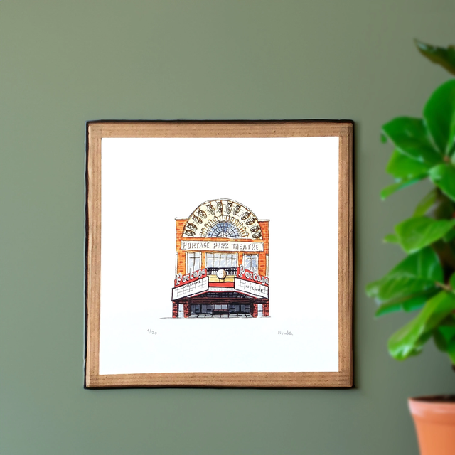 Portage Movie Theater, Chicago Art Print – Art Deco Cinema Wall Decor – Unique Movie Lover Gift