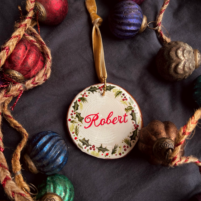 PRE ORDER - Custom Name Christmas Decoration - Hand Painted