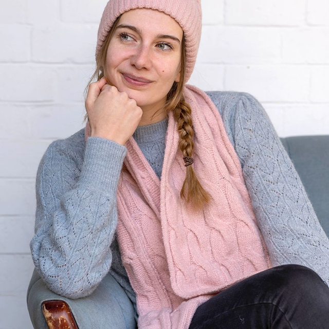 Soft Pink Cable Knit Scarf