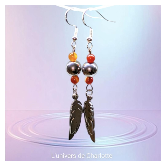 Boucles d&#039;oreilles &quot;Cornaline&quot; BO-051