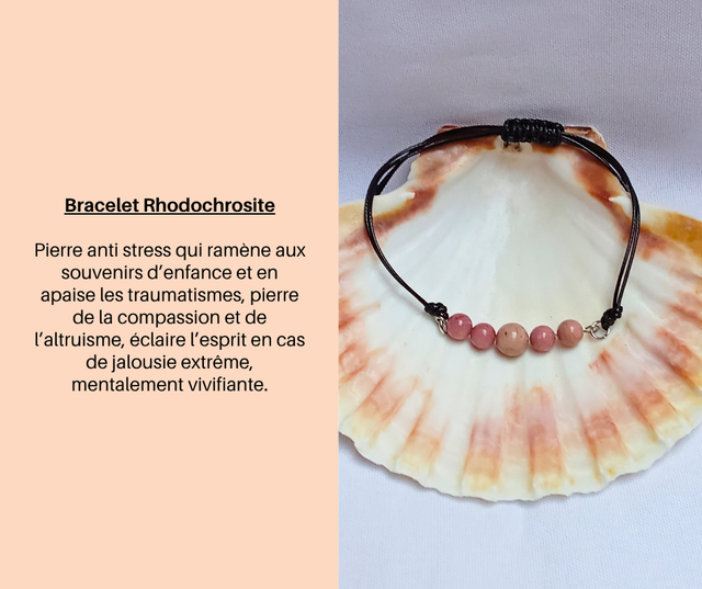 45- Bracelet réglable en Rhodochrosite