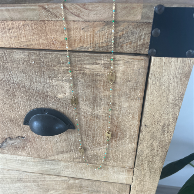 Sautoir, vert turquoise 