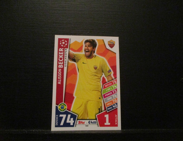 Alisson Becker - UEFA Champions League Match Attax 2017/18 Original Trading Card #380