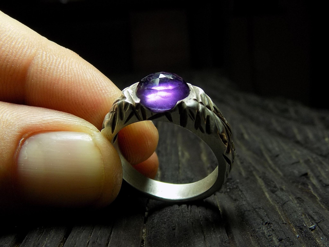 COSMOS-Bague Argent&amp;Améthyste