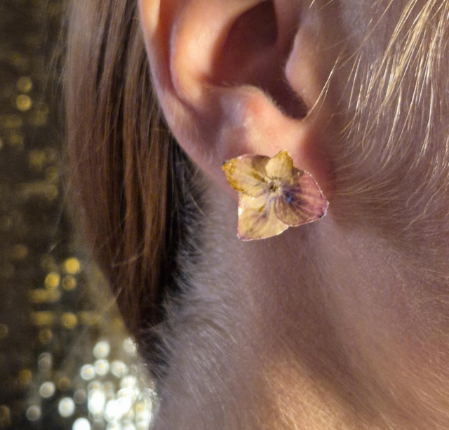Boucles d’oreilles Hortensias – Bijoux floraux faits main en résine brillante