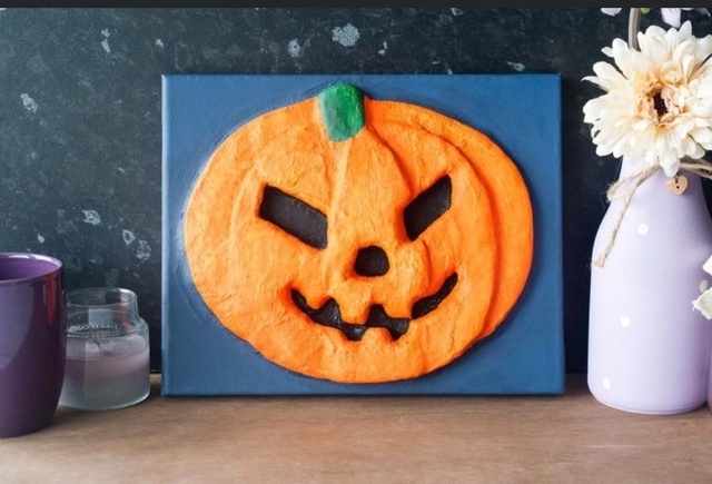 'Pumpkin' Original 3D Acrylic Painting by Artist Purple Faye.