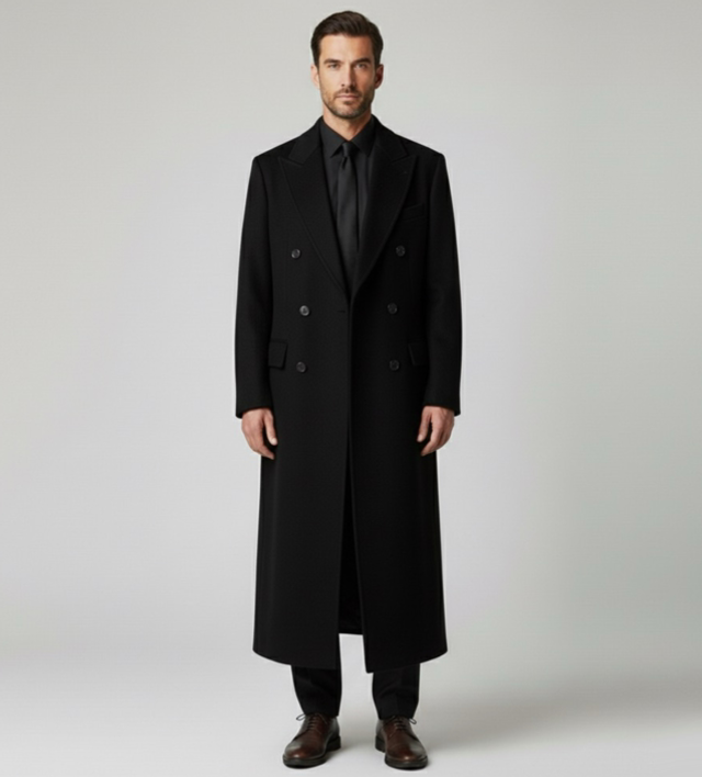 Cappotto doppio petto nero lungo 