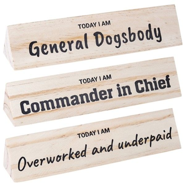 Wooden Desk 'Toblerone' With 3 Different Messages