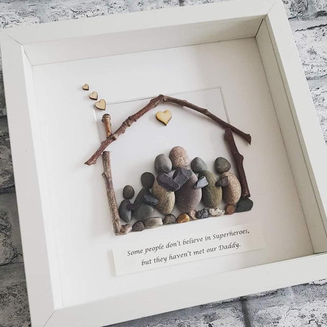 Daddy superhero personalised pebble picture | Gift for Dad | Father&#039;s Day Gift | Gifts for him