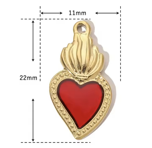Charm cuore sacro smaltato rosso 