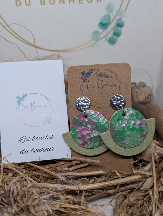 Boucles d'oreilles Dona vert rose pistache do106