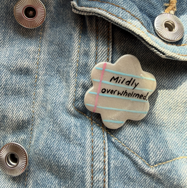 Mildly overwhelmed - Sarcastic Handwritten Pin Badge