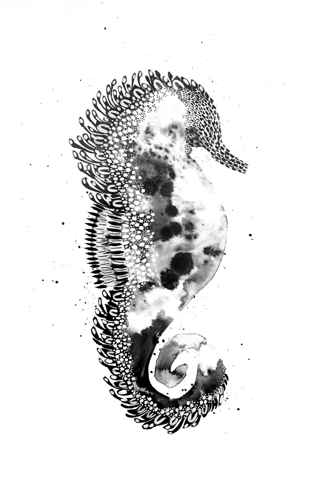 Hippocampe #2 / Collection Minä &amp; Meri / A5, A4, A3, A2 print