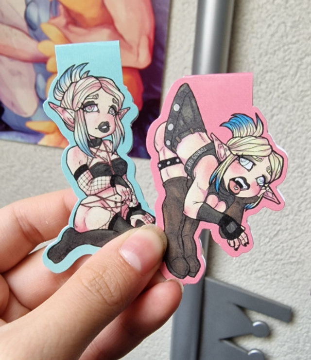 Handmade Doublesided Magnetic Bookmark Elf Girlfriend 