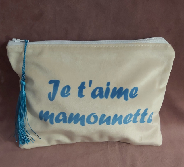pochette beige je t aime mamounette 